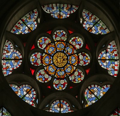 Rose window with sun and geometric designs, 16th-20th century by French School